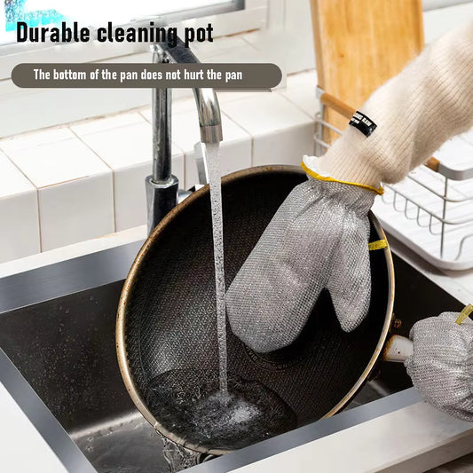 Steel Wire Dishwashing Gloves – Waterproof, Durable, Multi-Functional Kitchen Cleaning Gloves